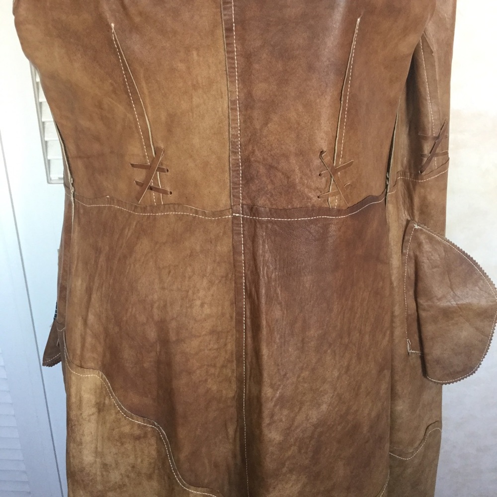 BOHO Leather OMBRÉ Maxi Coat LASER CUT - Picture 7 of 8